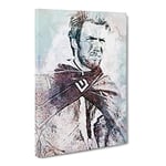 Clint Eastwood In Abstract Modern Art Canvas Wall Art Print Ready to Hang, Framed Picture for Living Room Bedroom Home Office Décor, 20x14 Inch (50x35 cm)