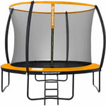 Trampoline extérieur avec Échelle et Filet de Protection - Diamètre 366cm, Noir et Orange STR122O01