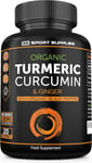 Organic Turmeric Capsules High Strength and Black Pepper with Active Curcumin w