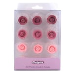 Culpitt Pink Ombre Sugar Roses, 20mm Sugar Paste Flower Decorations For Cupcakes, Cakes, Cookies, Valentines, Birthday, Wedding Cake, 12 Piece - Single Pack - Pack of 12