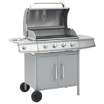 Gas Barbecue Grill 4+1 Cooking Zone Silver Stainless Steel vidaXL