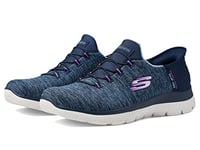 Skechers Femme Hands Free Slip Ins Summits Dazzling Haze Basket, Bleu Marine Nvaq, 40.5 EU Large