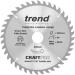 Trend Lame de scie circulaire CraftPro Combination TCT pour scie sur table Einhell TC-TS 820, 200mm x 40 dents x 30mm d'alésage