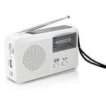 Hätäradio aurinkoenergialla ja käsikammalla, itsesähköinen, akku USB-lataus Fm/am radio LED taskulamppu puhelimen laturi