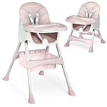 Chaise haute pour bébé Milo avec table (rose)