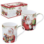 Easy Life COFFRET 2 MUGS 35CL EN PORCELAINE SANTA IS COMING