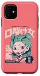 Coque pour iPhone 11 Kuchisake Onna, horreur japonaise, Yokai, anime, folklore japonais