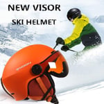 2-in-1 Visor Ski Lumilautakypärä Irrotettava Lumi Maski Anti-Fog Anti-UV Integroitu Suojalasit Kevyt Aikuiset Miehet Naiset Oranssi XL (61-63cm)