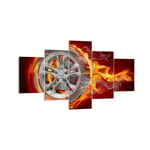 Impression sur Toile 125x70cm Tableaux Image Photo Wheel Flames Rim Decoration