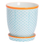 Hand-Printed Plant Pot with Saucer 20.5cm