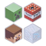 Minecraft Cork-backed Metal Coasters - Set of 4 - Steve, Creeper, Diamond Ore, TNT Block - Officially Licensed and Decor for Minecraft Gamers | Paladone