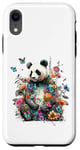 Coque pour iPhone XR Panda mignon avec fleurs et papillons pour femmes, filles et enfants