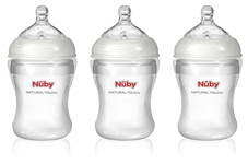 Nuby Natural Touch NT67017 SoftFlex Silicone Feeding Bottle 210 ml, Pack of 3