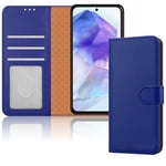 iCatchy for Samsung Galaxy A55 Case Leather Wallet Book Flip Stand View Magnetic Protect RFID Blocking Shockproof Cover compatible with Samsung A55 5G Phone (Blue)