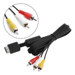 Black AV Cord 3 RCA Video/Audio Cable Flat For Sony Playstation PS PS2 PS3