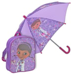 Doc McStuffins Combo Backpack Umbrella Girls School Bag Rucksack Gym PE Kit Boo