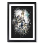 Big Box Art Magic Kingdom in Orlando Florida Paint Splash Framed Wall Art Picture Print Ready to Hang, Black A2 (62 x 45 cm)