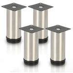 Lot de 4 pieds de meuble, pied de table, meuble, inox, hauteur : 100 mm Diamètre : 40 mm Réglage en hauteur : + 15 mm - Vingo