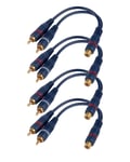 Câble Cinch Répartiteur Audio Adaptateur Câble Y RCA, 15CM Câble RCA vers JACK 1 Femelle à 2 Mâle RCA Câble pour Caisson Basses, Phono, AV, Audio, Subwoofer Voiture(RCA Y Câble, 4Pack, Bleu)