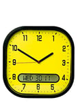 Lifemax High Contrast Day Date Wall Clock - Easy to Read LCD Display Day-Date Clock, Shows Day, Date, Month in UK format, Black Numbers on a Yellow Face, Ideal for Low Vision