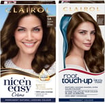 Clairol Nice'n Easy Permanent Colour (5A Medium Ash Brown) + Root Touch Up (5 M