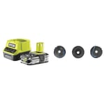 Ryobi 5133002237 Batterie d'outillage 18 V 2,5 Ah & Lot de 3 Bobines Simple Fil Ø 1,6mm, Longueur 4,5m pour Coupe-Bordure Électrique