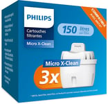 Philips Cartouches filtrantes d'eau, pack de 3, Brita compatible, réduit MICROPLASTIQUE, CHLOR, CALCAIRE, MÉTAL D'OUVERTURE