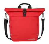 Travelite Basics For Bikes - Sacoche à Vélo Imperméable, Porte-Bagages, avec Bandoulière Amovible et Fermeture à Roulettes, 14 Litres, 0,8 Kg, Rouge