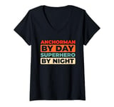 Womens Retro Anchorman News Broadcast Journalist Vintage Anchorman V-Neck T-Shirt