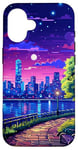 iPhone 16 New York City Evening Synthwave Retro Pixel Art Case