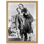 Clyde Barrow Gang Bonnie Parker Outlaw Criminal Photo Artwork Framed Wall Art Print A4