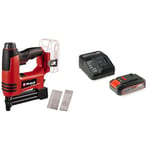 Einhell Cloueuse sans fil TE-CN 18 Li-Solo Power X-Change (li-ion, 18V, combiné agrafeuse + cloueuse, jusqu’à 20 coups par minute, incl. 300 clous et 300 agrafes) avec Chargeur et Batterie 2,5Ah