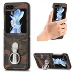 Samsung Galaxy Z Flip 5 Skal Camouflage Finger Ring Brun