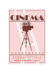 Wee Blue Coo Illustration Retro Cinema Movie Theatre Ticket Picture Wall Art Print