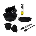 Cecotec Accessoires Friteuse sans huile Cecofry Silicone Pack Accessories. Friteuses à air de 5 à 6,5 L, y compris moule, séparateur de nourriture, gants, brosse, pinces et bouteille de distribution