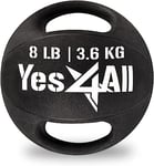Yes4All Médecine Ball lesté de 3,6 kg avec Deux poignées antidérapantes pour l'entraînement, Les Exercices de Force Abdominale, l'entraînement à l'équilibre et Le Lancer