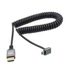 RIIEYOCA 90 Degree Up Angle UHD 4K Micro HDMI Male to HDMI Male 18Gbps High Speed 2.0 Extender Coiled Cable Supports 4K@60Hz,1080p,ARC,3D,for Laptop,DVRs,HDTV,Roku Ultra Stretchable to 1.5M/5FT