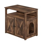 Furinno Peli Farmhouse Meuble de Rangement pour litière pour Chat avec 2 Portes, Marron Rustique