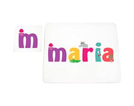 Little Helper LHV-MARIA-COASTERANDPLACEMAT-15IT Dessous-de-verre et sets de table avec finition brillante, personnalisés pour filles Nom Marie, multicolore, 21 x 30 x 2 cm
