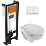 Pack wc suspendu Jacob Delafon Brive semi caréné + bâti-support + abattant standard + plaque blanche