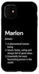 Coque pour iPhone 11 Marlon Définition du nom Dictionnaire amusant