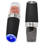 Joeji's Kitchen Gravity Activated Electric Salt and Pepper Grinders Ceramic Core Salt and Pepper Mills Salt and Pepper Grinding Set with Adjustable Coarseness Levels