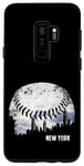 Coque pour Galaxy S9+ Grattoir à ciel vintage Baseball New York City Nuages
