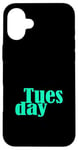 Coque pour iPhone 16 Plus Bleu sarcelle Aqua Tuesday Days Of The Week Teal Aqua Graphic