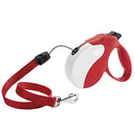 Ferplast Laisse Chien Enrouleur Amigo Medium, Laisse pour Chiens de Taille Moyenne jusqu'à 25 Kg. Cordon Extensible Max 5 m. Bouton de Verrouillage et de déverrouillage Unique, Rouge, Couvercle Blanc