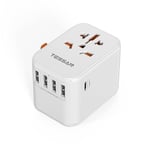 TESSAN Universal Power Adapter, International Plug Adapter with 5 USB Outlets(1 USB C), Travel Worldwide Essentials, Worldwide Power Outlet for US to Europe European England EU UK AUS (Type C/G/A/I)