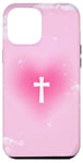 iPhone 12 Pro Max Pink Christian Cross Cute Heart Aura Faith Religious Case