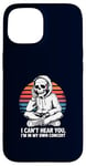 Coque pour iPhone 15 I Can't Hear You I'm in My Own Concert Skeleton Music Lover