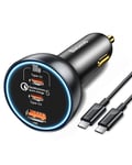 Baseus 160W USB C Chargeur de Voiture 3 Ports, QC5,0 PD3,0 PPS Allume Cigare USB C Adaptateur de Chargeur Rapide pour Voiture pour iPhone 15 14 13 Pro Samsung S24 S23 Ultra iPad Macbook Pro