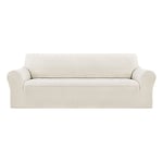 Deconovo 1 Pièce Revêtement de Canapé Extensible Housse de Canapé avec 3 Place avec Accoudoirs Housse Canapé Jacquard Blanc